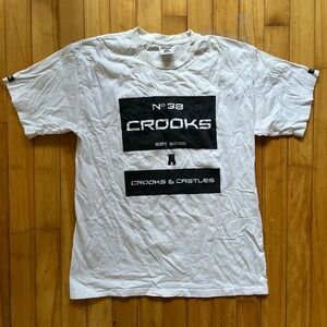 Crooks & Castles Mens Medium White No 33 Est 2002 Graphic T Shirt